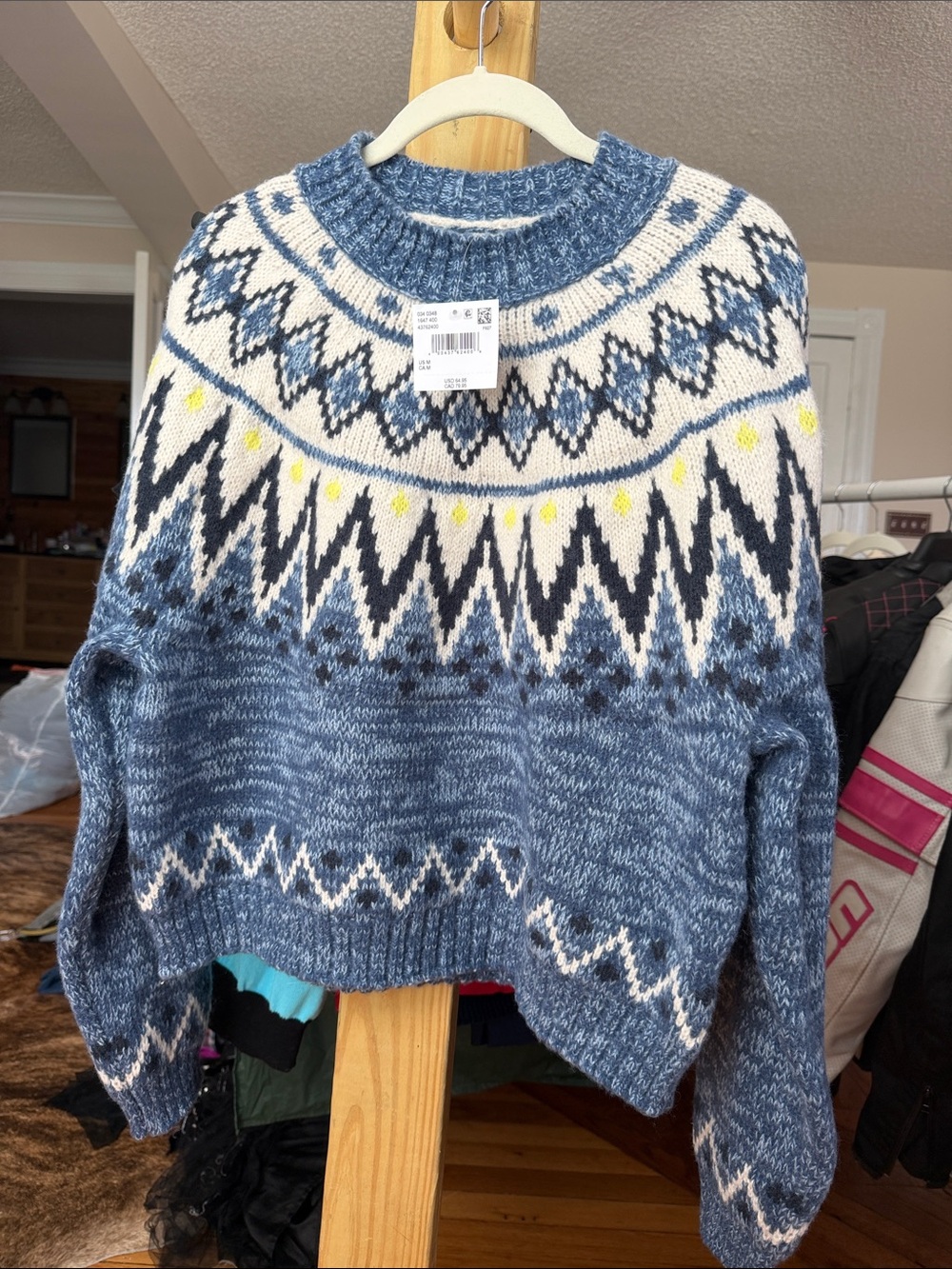 NEW Women’s American Eagle Blue Fair Isle Knit Sweater, M